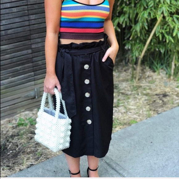 Dresses & Skirts - Reve Black Button Front Midi Skirt